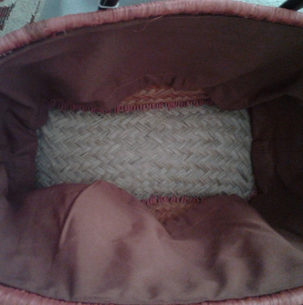 NWT Sun 'n Sand Lg Straw Tote Bag with Leather Handles Beach Market Shopping - Picture 5 of 10